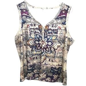 Boho Mandala Print Sleeveless Tank Top Neutral Purple Size XXL
